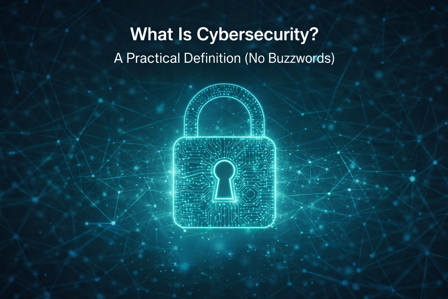 Abstract teal cybersecurity network background